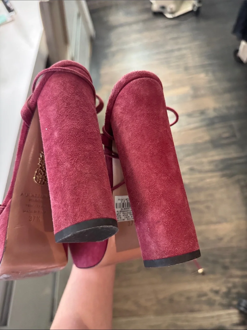 Aquazzura Fuchsia Suede Platform Block Heel Sandals